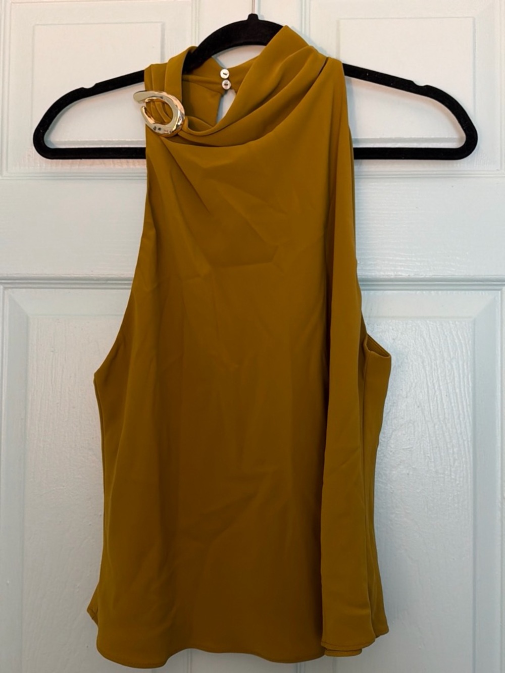 Zara Mustard Halter Camisole with Gold Buckle